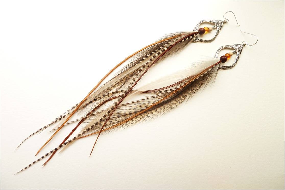 Feather earrings Spiritual wind with genuine Baltic amber brads