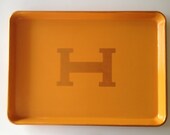 L gold Hermes inspired H orange serving tray