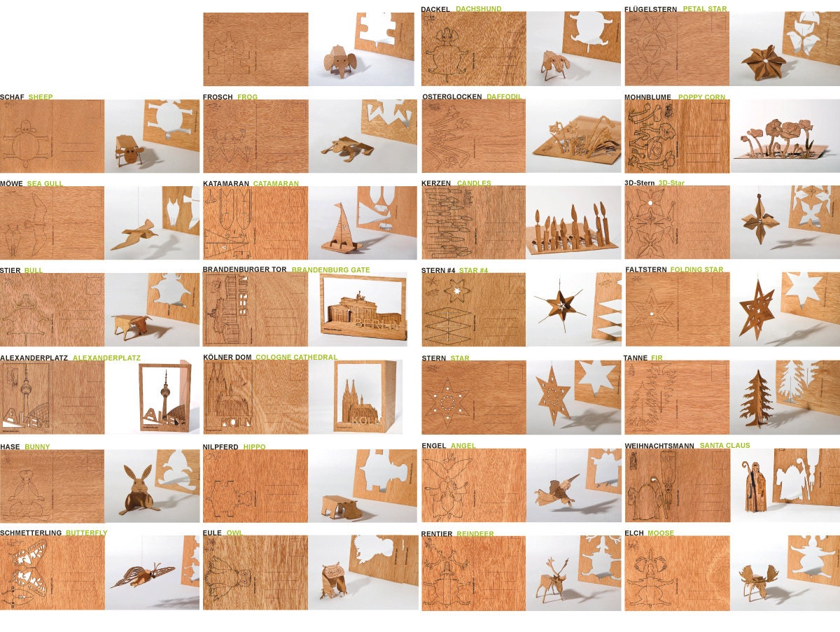 postcard wood - Wish set, 30 cards
