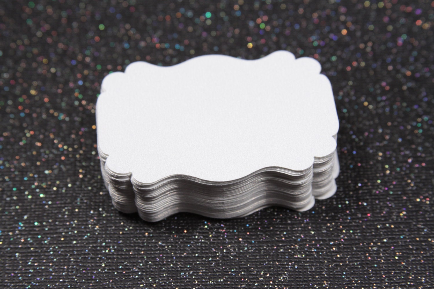 White Shimmer Banner Style Diecuts/Wishing Tree Tags/Gift Tags/Hang Tags/Labels (75)