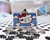 CLEARANCE SALE Hello Kitty Pirate Glass Tile Pendant Handmade Jewelry