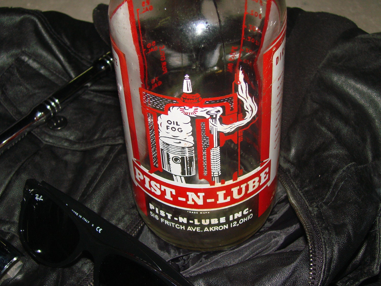 Vintage Pist-N-Lube Glass Bottle-Old Advertising