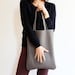 CHARCOAL Gray leather tote bag, women shoulder leather bag