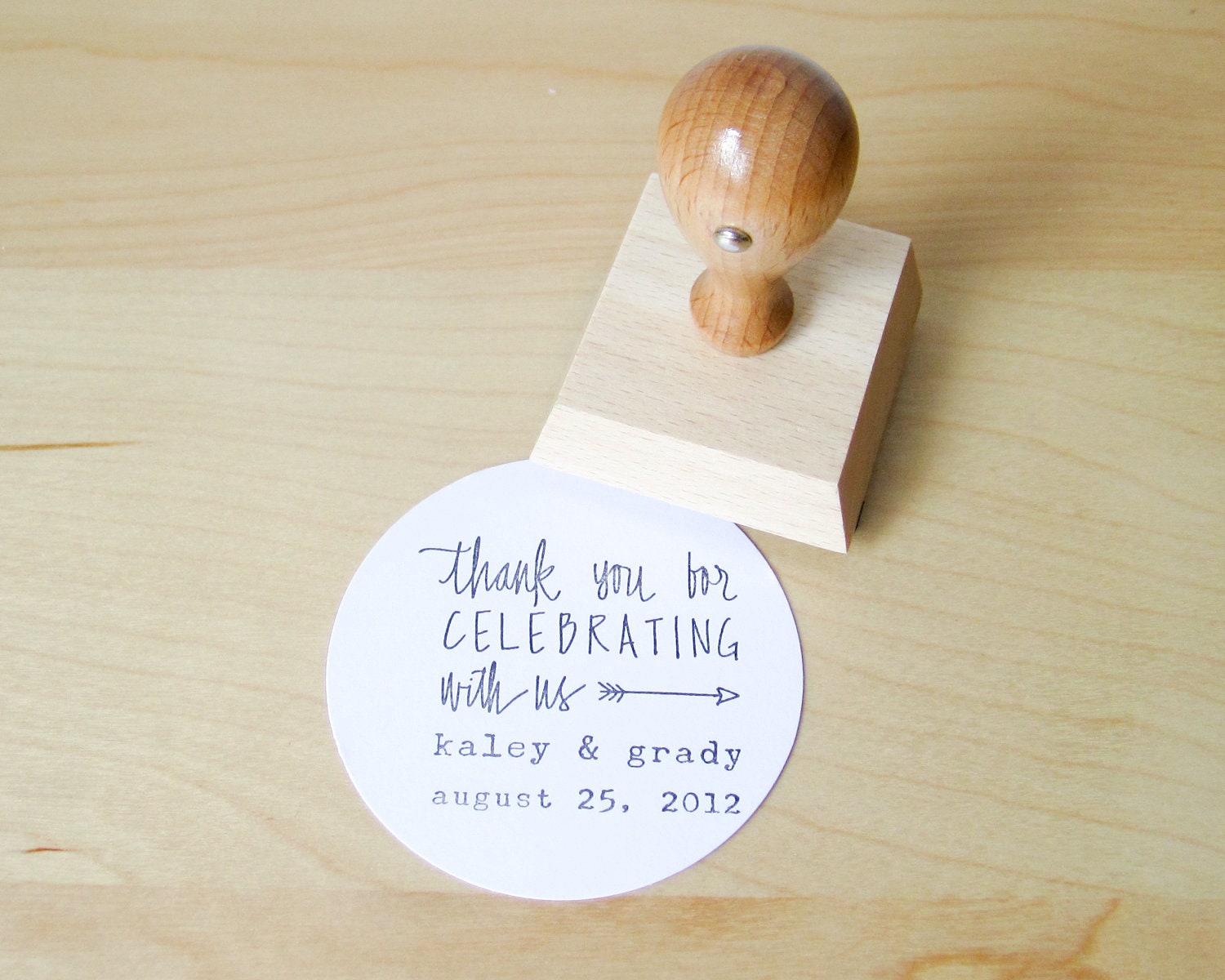 Custom Wedding Calligrapy Stamp - 2 inch Thank You For Celebrating With Us personalized rubber stamp for DIY wedding favors