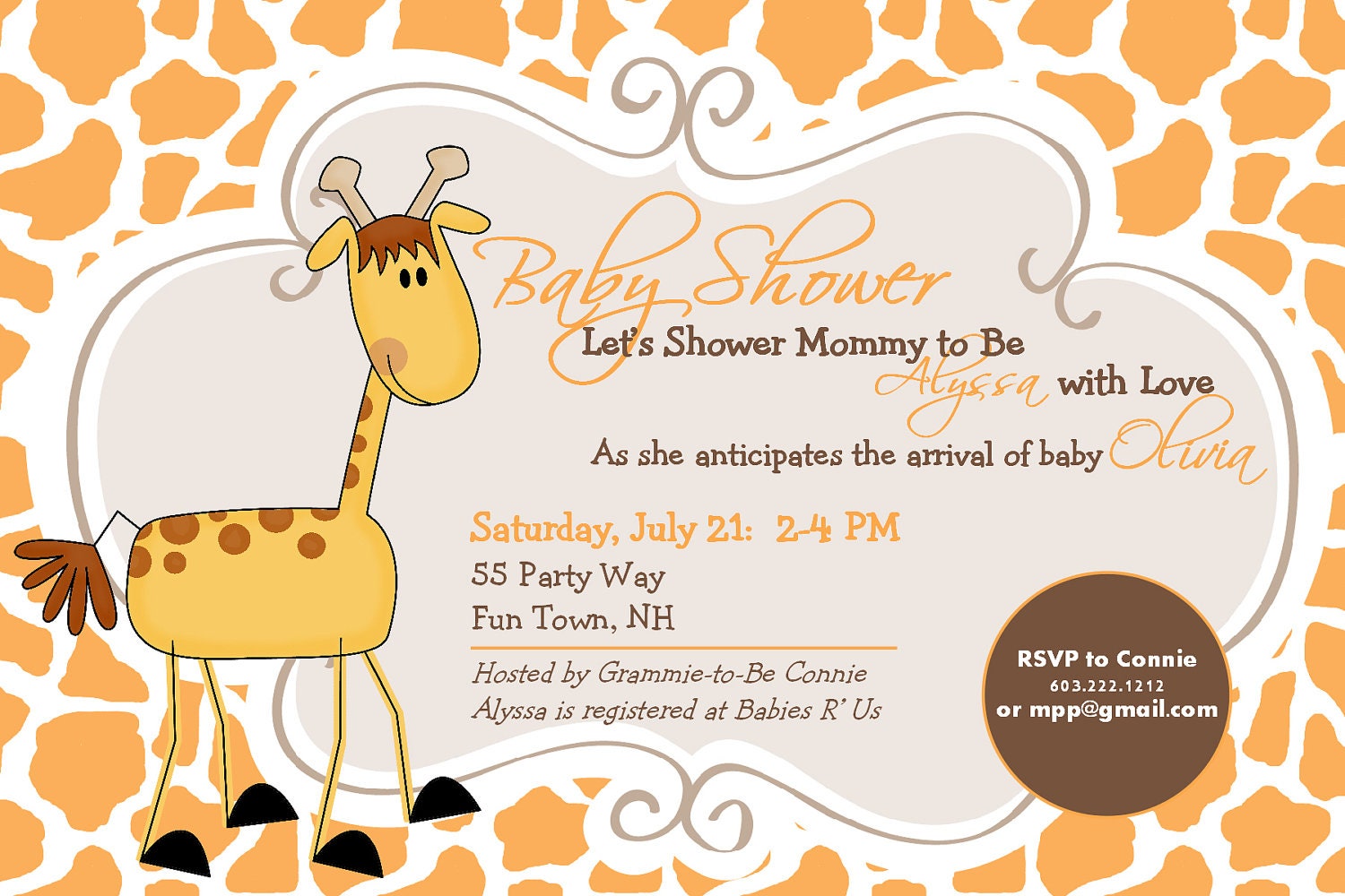Baby Shower Invitation Giraffe Printable - Giraffe Baby Shower Invite ...
