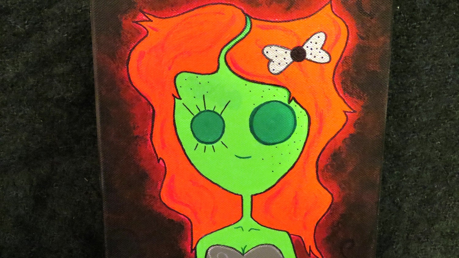 Zombie Girl. 10x8 Acrylic Canvas Painting.