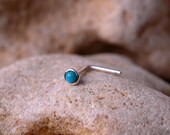 NOSE Ring STUD  tiny 2mm turquoise stone in 3mm Handcrafted Streling Silver setting. Also Cartilage or Ear Stud
