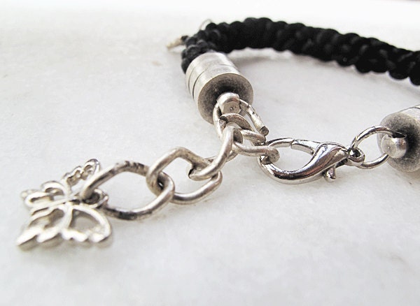 maritime handmade knit sailor's knot bracelet black cord flush