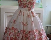 1950s Style dress made to order rose border print