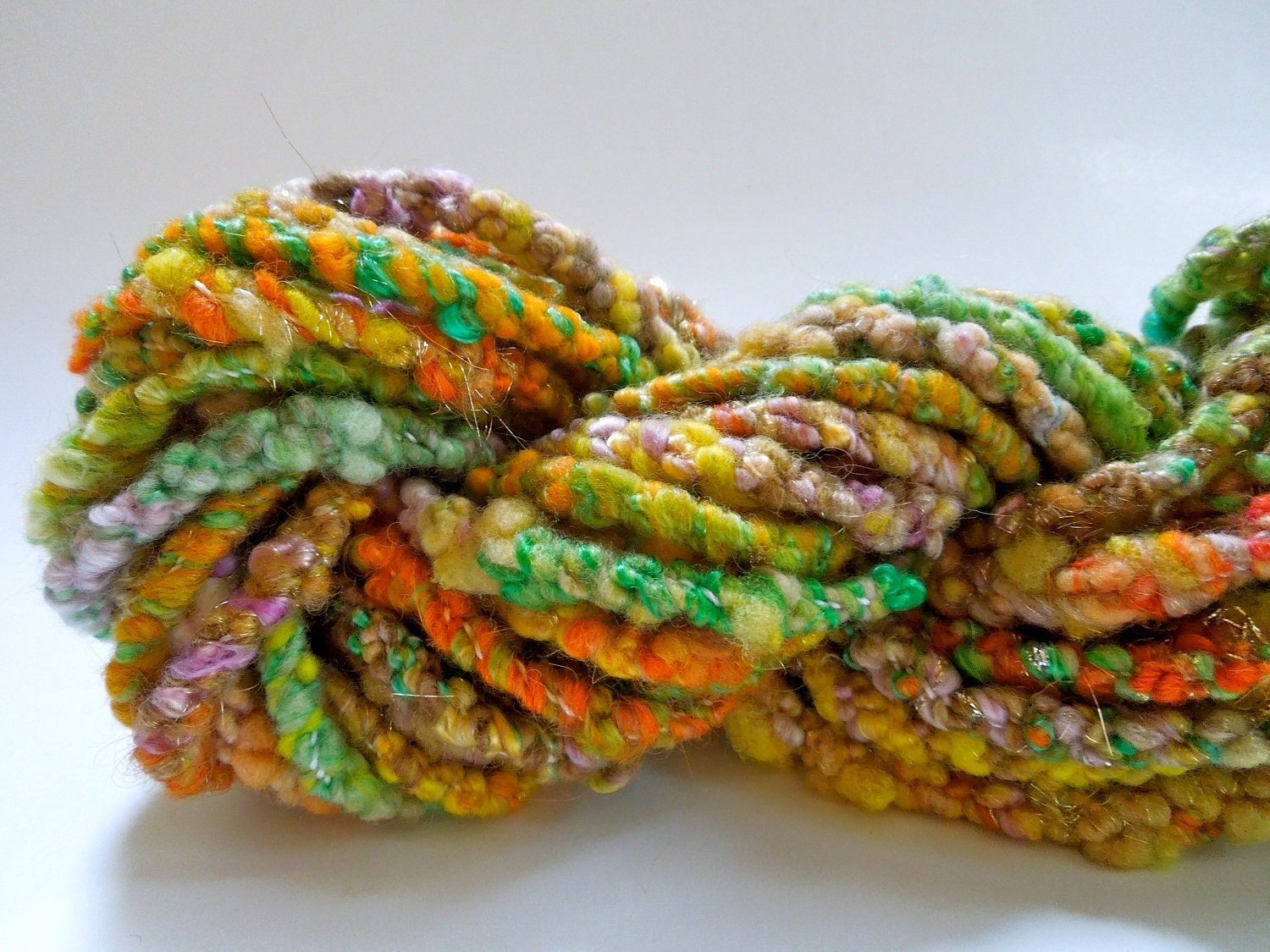 Fresh Peppers "Coil Boil" Handspun 3 Ply Art Yarn