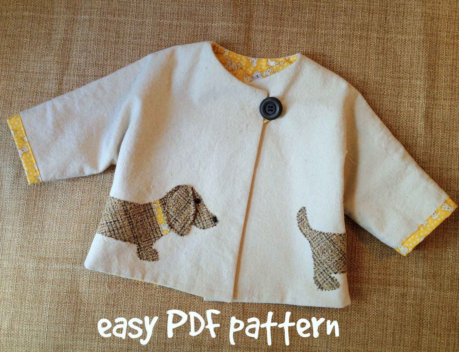 Good Dog - Car Coat PDF Pattern. Girl or Boy jacket pattern. Unisex sewing pattern.  Kid's clothing. Sizes 1/2 - 6