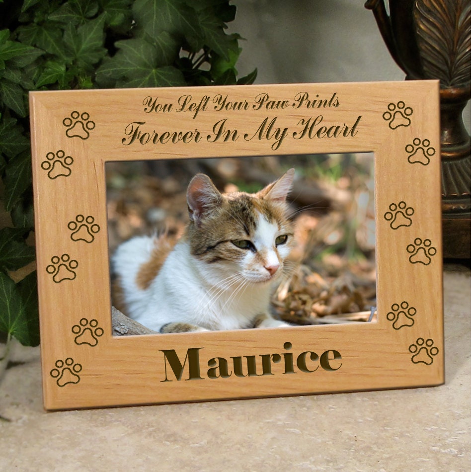 Cat Picture Frame You Left Your Paw Prints by etchedinmyheart1