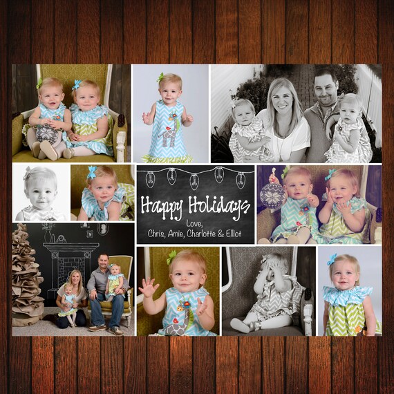 Chalkboard Style 3 Christmas Card- Digital File Il_570xn