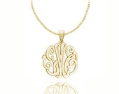 Personalized Initials pendant 1" (Order Any Initials) - Sterling Silver and 24K yellow Gold