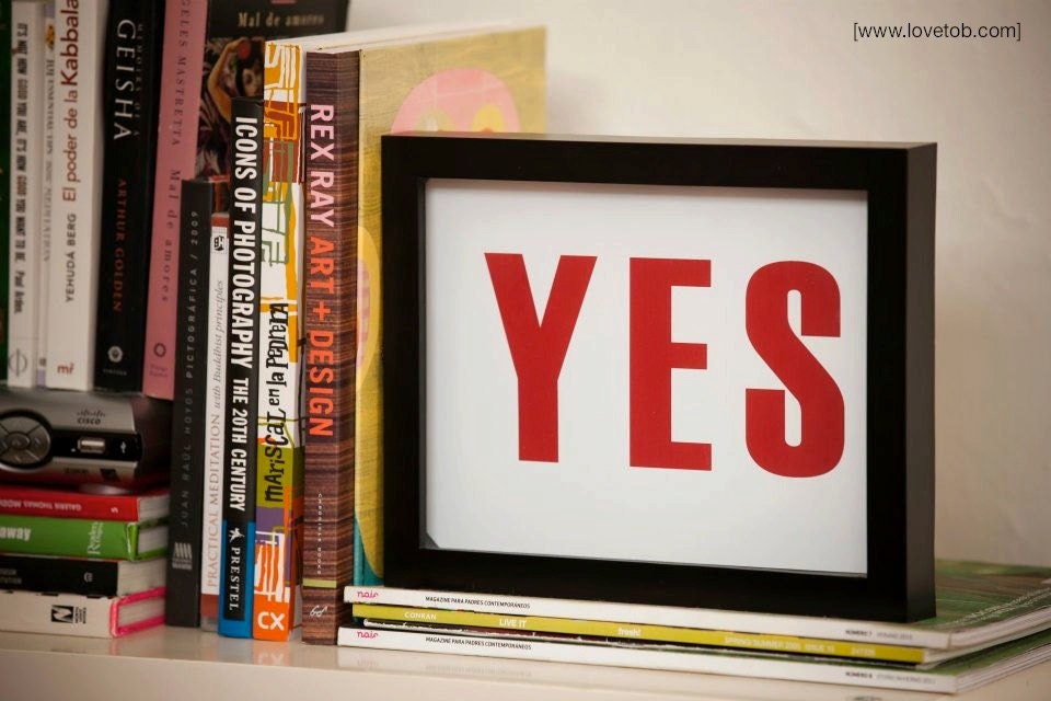 Framed Print Positive Words and Quotes. YES.  Inspirational Design - Love To Be