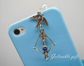iPhone 5 4S 4 charm,3.5mm dust proof plug with mockingjay bird ,Katniss bow and arrow charms,fit for samsung Blackberry HTC PSHG003