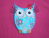Whimsical owl applique tshirt/owl tshirt/applique tshirt/owl applique