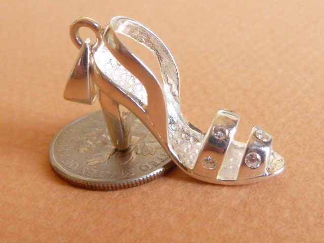 Vintage Charm Sterling Silver Heeled Shoe Pendant Bracelet charm