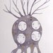 Portraits Faces Plant Original Drawing Watercolor Painting Ink Contemporary Abstract Art Grey White Gold, generation "Génération"