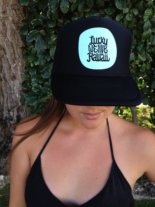 Lucky We Live Hawaii Hat - Seafoam Blue
