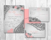 Printable VINTAGE WEDDING INVITATIONS Template - Roseville Suite (Invitation and rsvp postcard)