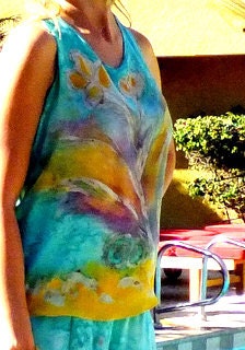 Tropical Summer Silk Tank and Pant Suit - Hand Painted Silk - Travel Wear - Resort Wear - Honeymoon - Size Small to Medium