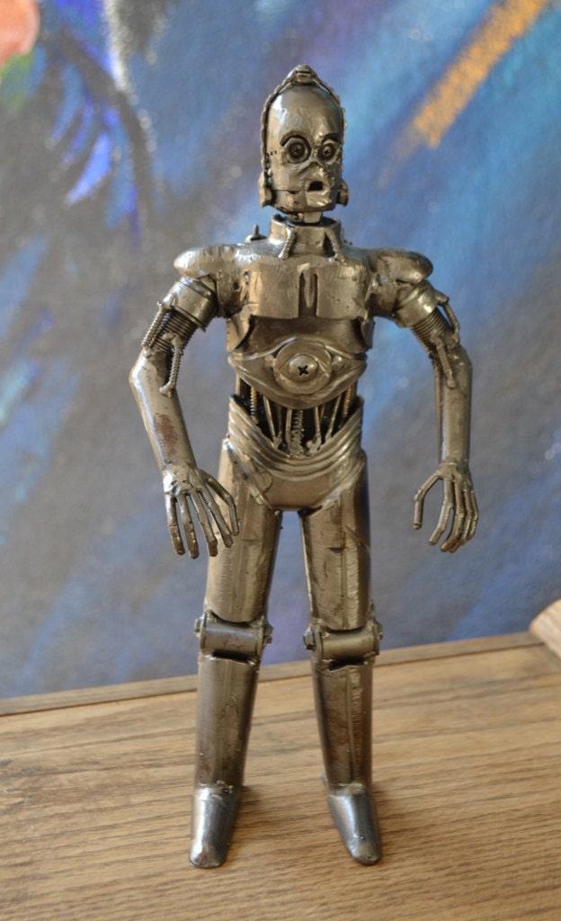 Hand Made C3PO 12" Inches Recycled Scrap Metal Sculpture