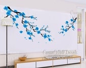blue cherry blossom wall decals white flower vinyl mural nature wall sticker children decals nursery wall mural-cherry blossom Z163 cuma