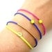 Fuchsia Beaded RING w/ Neon Yellow Rhinestone - Friendship Ring