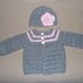 Newborn Grey and Pink Sweater and Hat w/ Flower