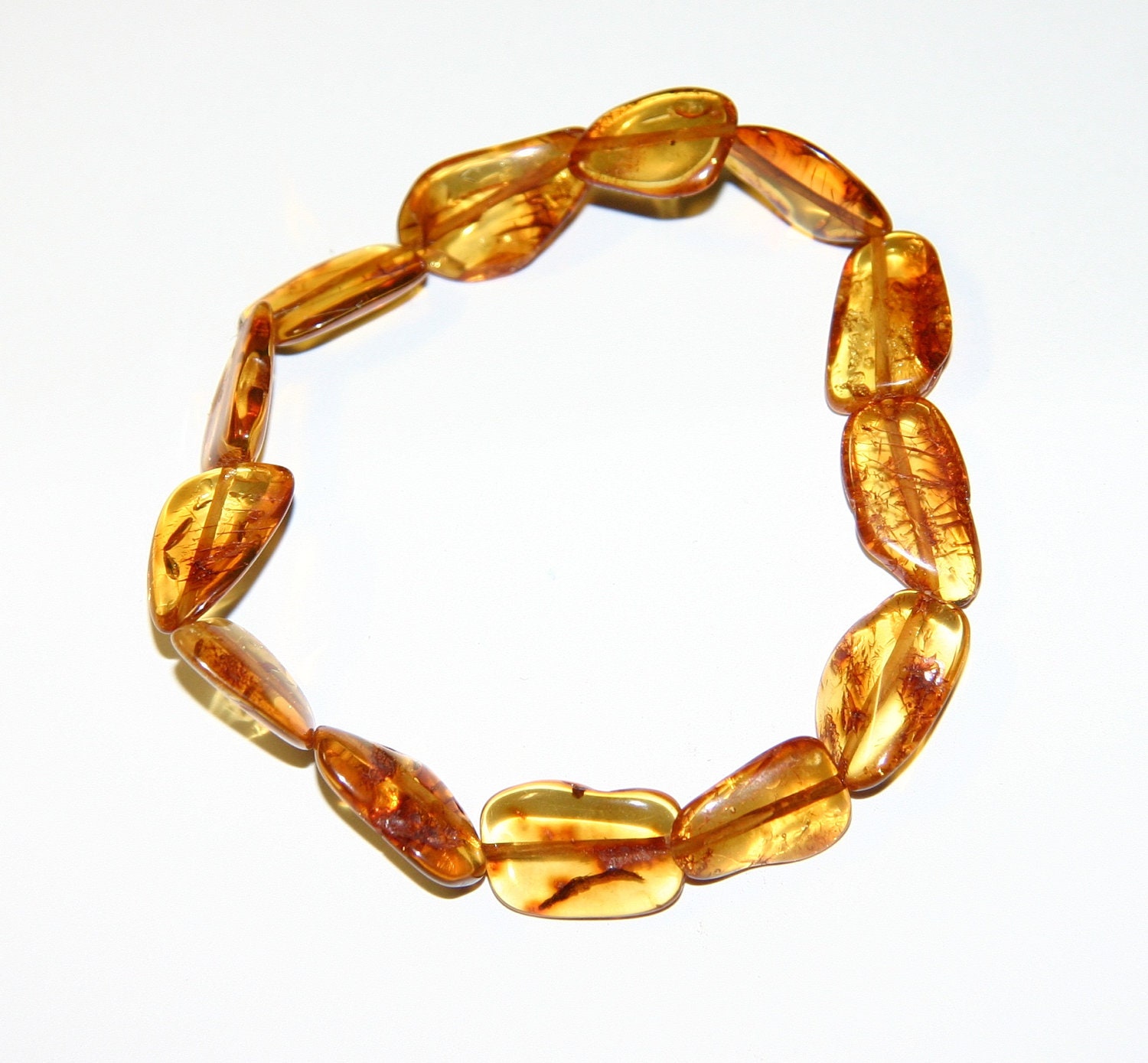 Cognac color leaves beads Baltic Amber bracelet for adults 55