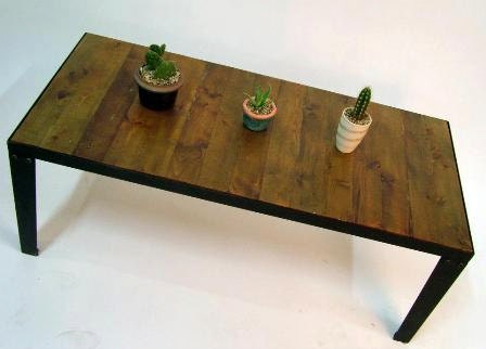 reclaimed wood and steel coffee table