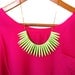 Neon Yellow Necklace , large necklace, bib necklace, Turquoise necklace, Howlite spear necklace.