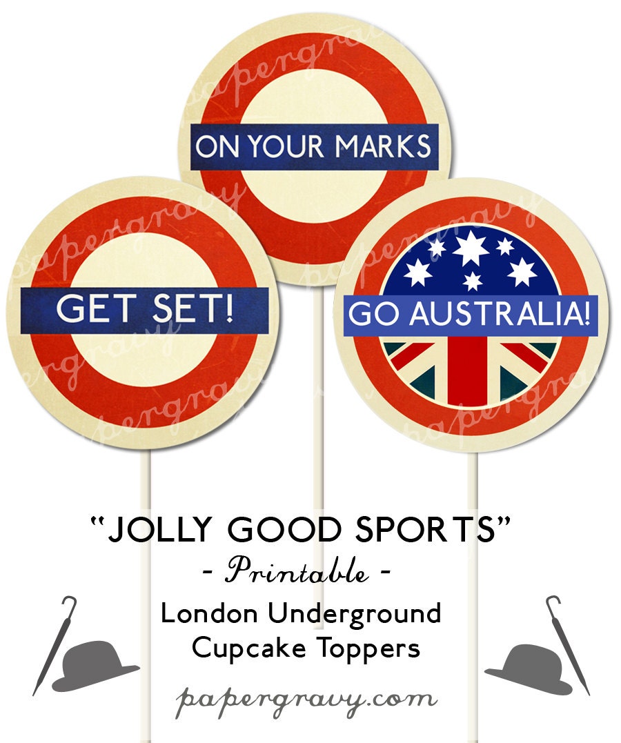 PRINTABLE Australian Party circles Cupcake Toppers (digital printable file) Il_570xn