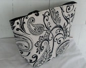 Large Shoulder Tote , Black and White Scroll, the 'Daisy' handbag