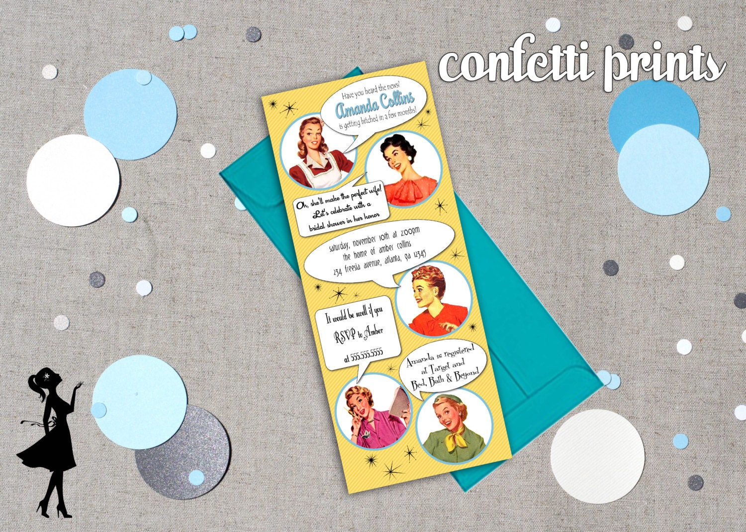 Retro Housewife Bridal Shower Invitation - GOSSIP GIRLS Printable Il_570xn