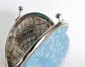 Blue vintage fabric purse, handmade and unique