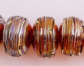 Item 3018 Silver glass blown hollows, set of 5 soft glass beads