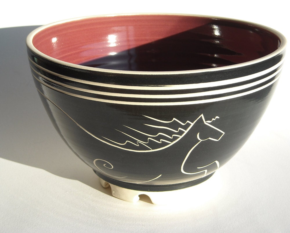 Salad or Popcorn Serving Bowl with Running Horse