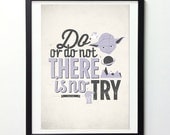 Star Wars quote wall decor - Do or do not, there is no try - Retro-style typographic poster A3