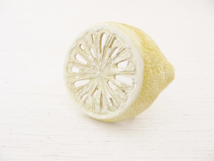 vintage capri enamel brooch. CANDIED LEMON SLICE