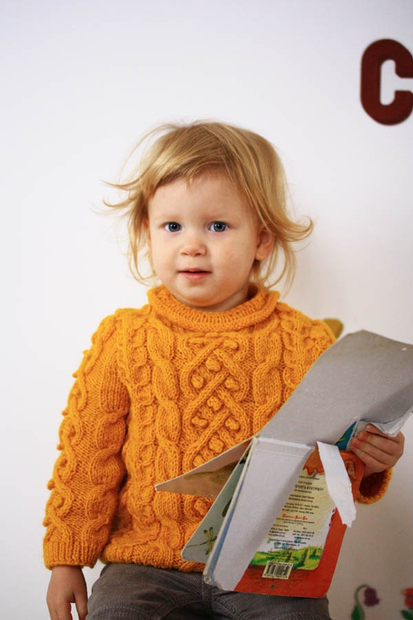 Hand Knit Baby Sweater, Knit Baby Clothes, Mustard Yellow Kids Sweater, Made to order - creaspir