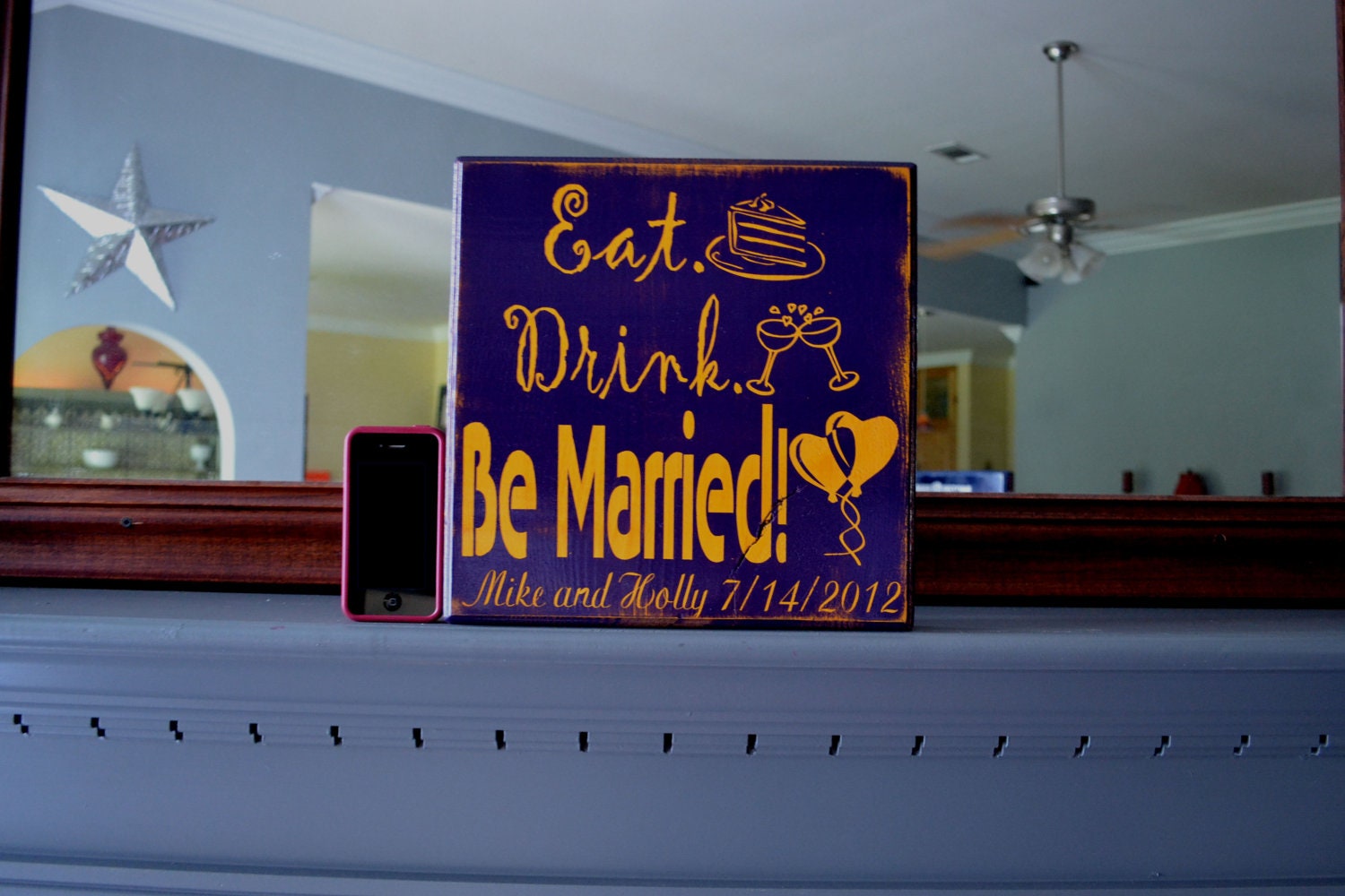 Couple Personalized Engagement Gift, Custom Wedding Gift, Engagement Present, Bridal Shower Gift. Eat Drink Be Married