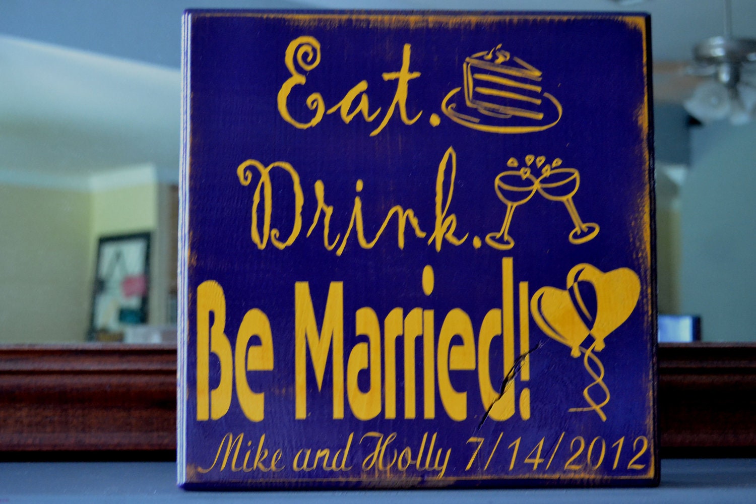 Couple Personalized Engagement Gift, Custom Wedding Gift, Engagement Present, Bridal Shower Gift. Eat Drink Be Married