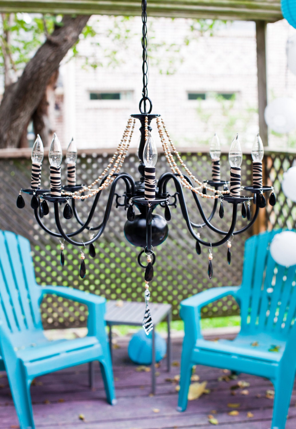 Victorian Mod Custom Chandeliers in any color  //pink, turquoise blue, black, green, purple, Zebra, & more// - MEDIUM