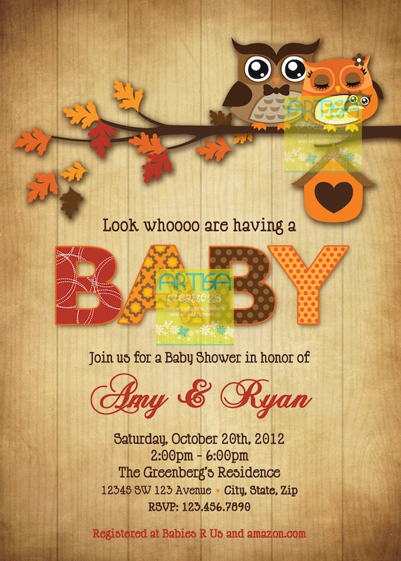 Owls Baby Shower Invitation - Fall Owls Baby Shower Invitation ...