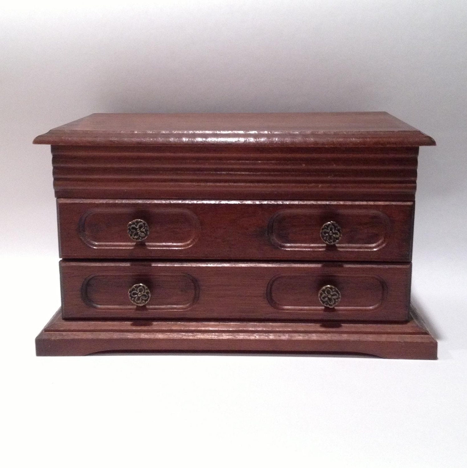 Wood Jewelry Box Desk Top Organizer