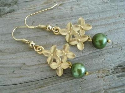 Gold cherry blossom earrings