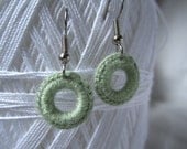 Pastel minty green small crocheted earring