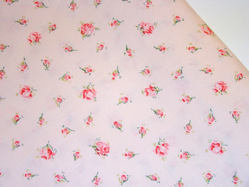 Vintage Fabric Light Pink Rose Shabby Chic By Fabricfaerie